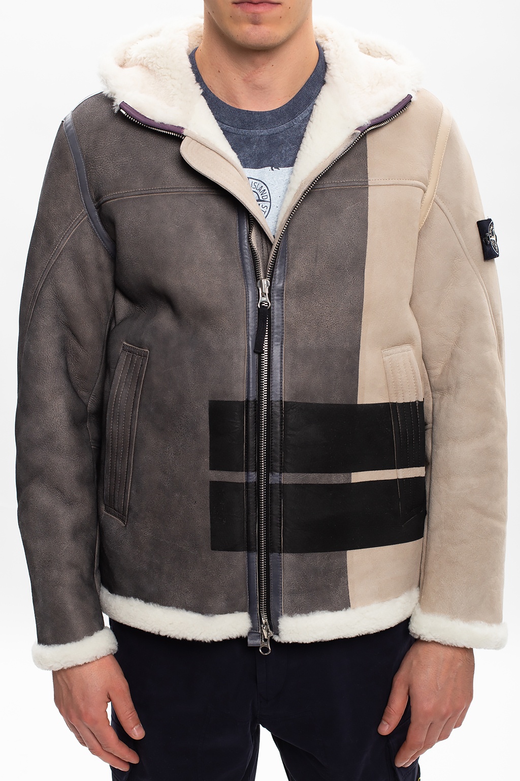 Stone island store sheepskin jacket